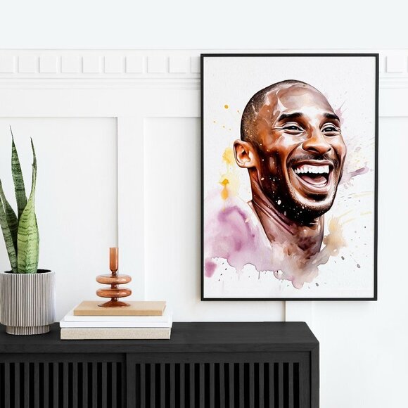 16x20 Kobe Bryant Smiling Portrait Wall Art Watercolor Oil Painting Poster Print - Picture 2 of 4